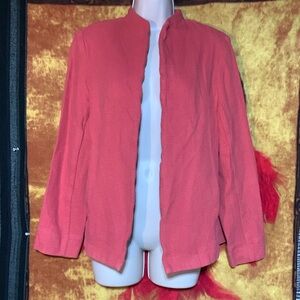COLDWATER CREEK-women’s pink cotton blend long sleeve lightweight open blazer